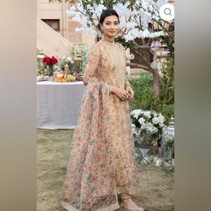 Stunning organza 3 pc Eid set (size small) Pakistani Shalwar Kameez